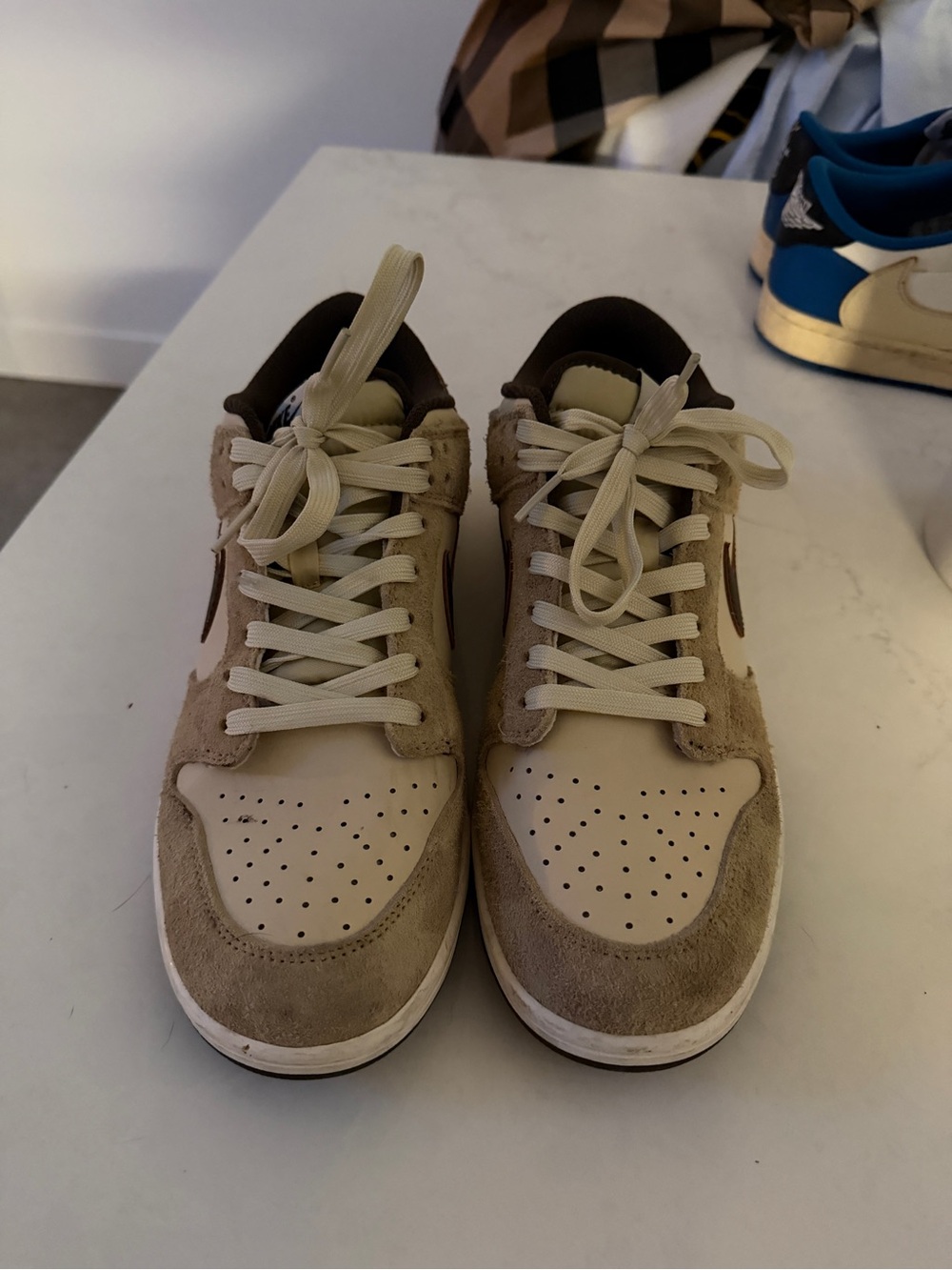 Nike Beige and Brown Suede Low-Top Sneakers